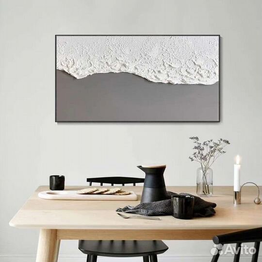 Текстурная картина маслом Белый пляж Интерьерная