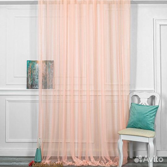 Крупная сетка тюль Авалон Персик