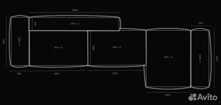 Диван прямои 4400х1700 мм