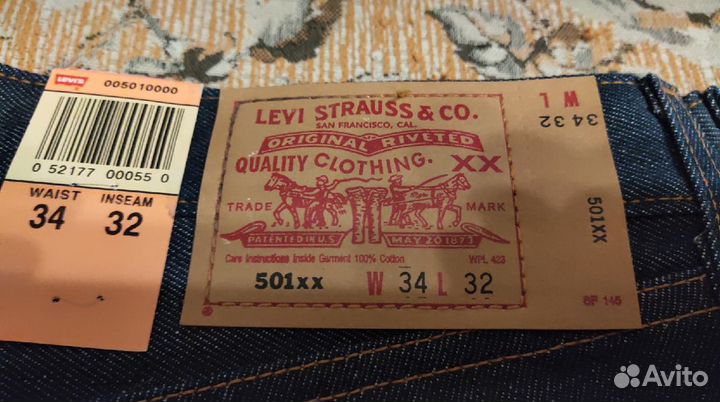 Джинсы levis 501 р.34/32 Shrink-To-Fit 2000г