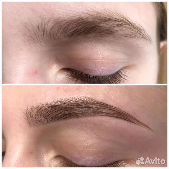 Наращивание ресниц, оформление бровей