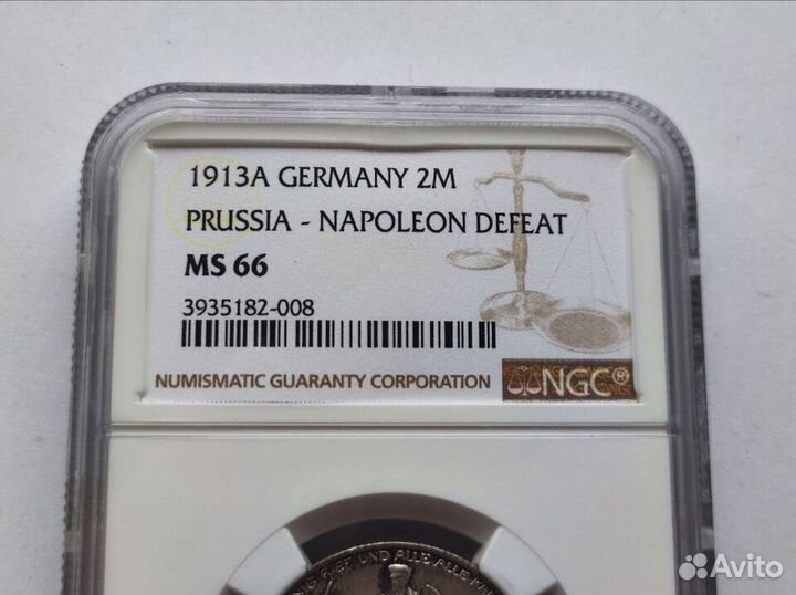 2 Марки 1913 Пруссия NGC MS 66