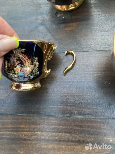 Сервиз кофейный и чайный черный с золотом