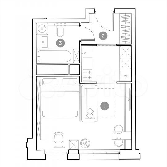 Квартира-студия, 29,7 м², 6/25 эт.