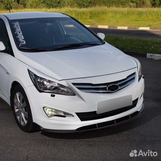 Сплиттер переднего бампера Hyundai Solaris рестайл