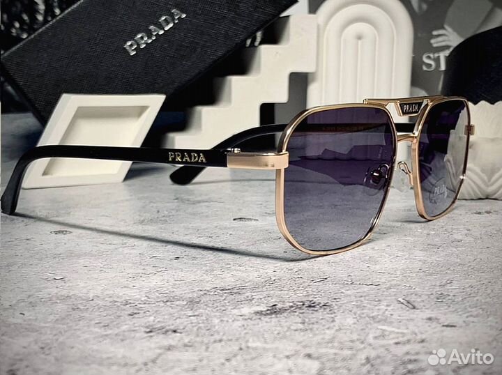 Очки Prada Aviator золотые