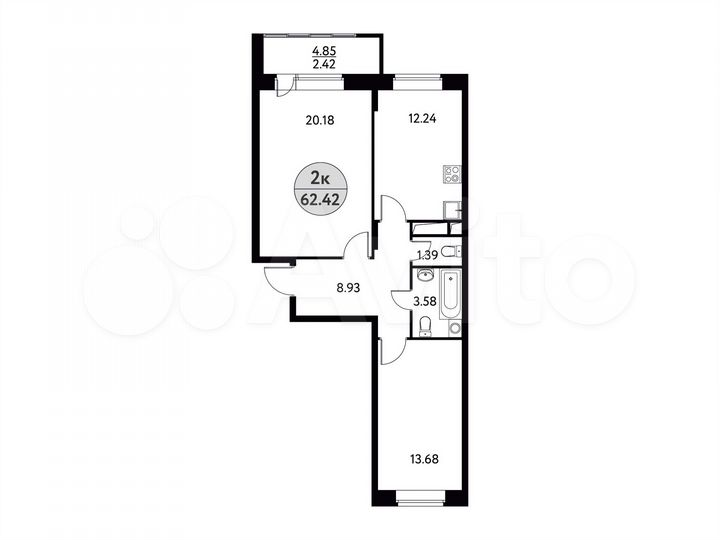 2-к. квартира, 62,4 м², 15/17 эт.