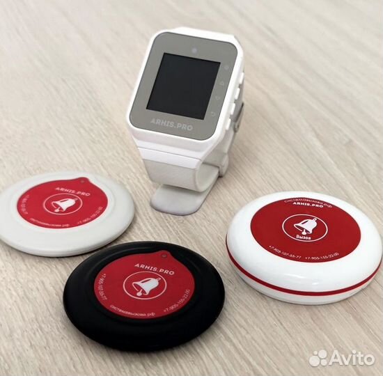 Комплекты вызова персонала: кнопка вызова и часы