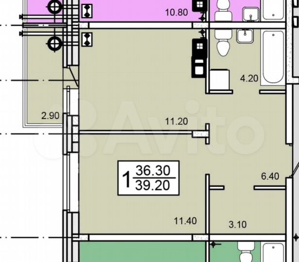 1-к. квартира, 39,2 м², 10/10 эт.