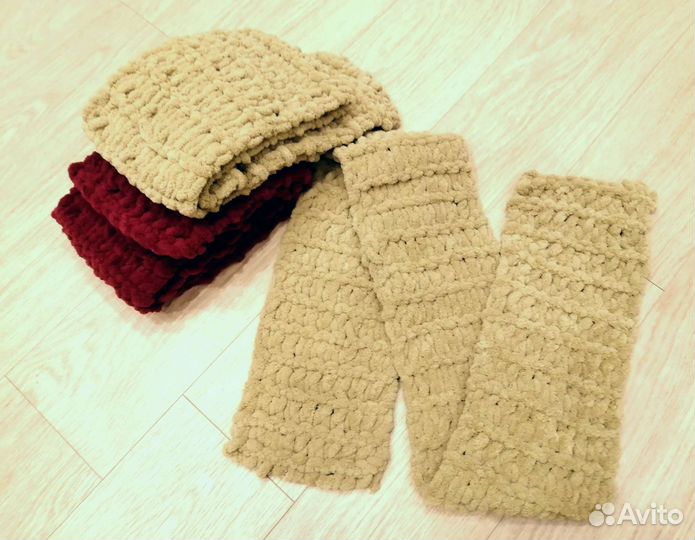 Шарф из плюшевой пряжи