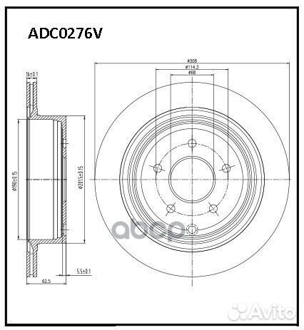 Диск тормозной зад ADC0276V allied nippon