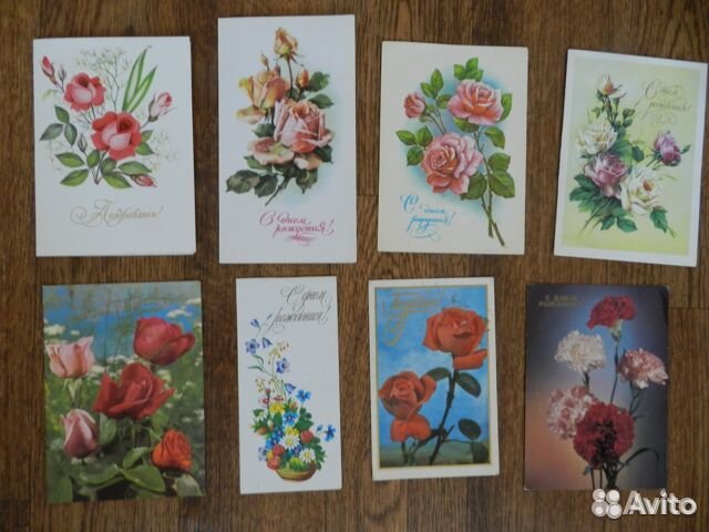 Открытки СССР мини, Новый год, 8 марта