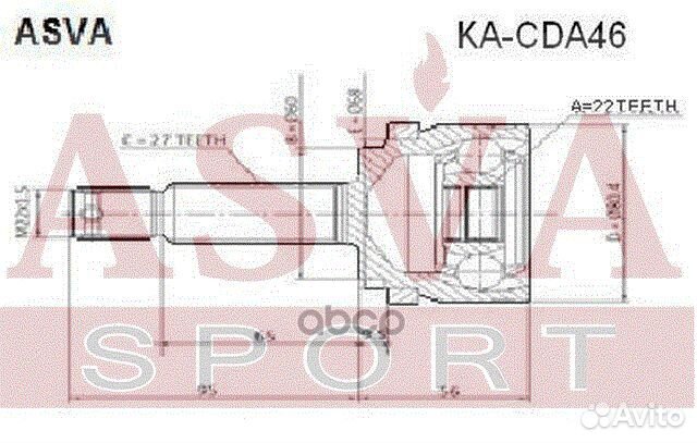 ШРУС hyundai/KIA C EED 2006- KA-CDA46 asva