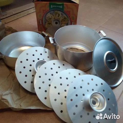 Кастрюля-мантоварка алюминиевая шеф 4 диска
