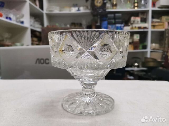 Вазочка конфетница хрустальная Резьба СССР (Ч)