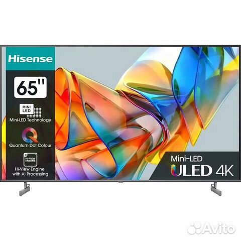 Телевизор Hisense 65" 65U6KQ 4K Ultra HD, темно-се