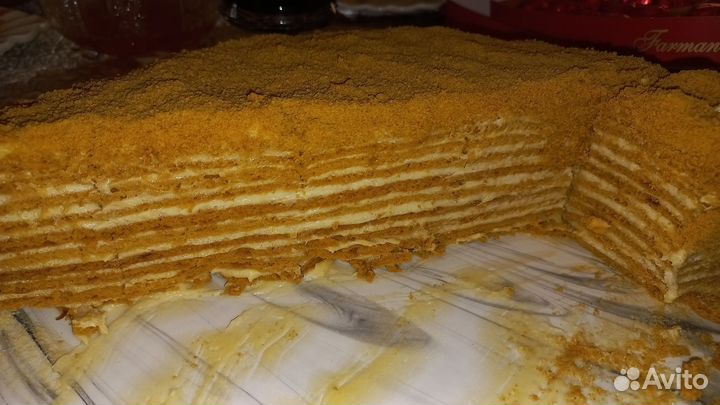 Медовик с заварным кремом.Домашняя выпечка