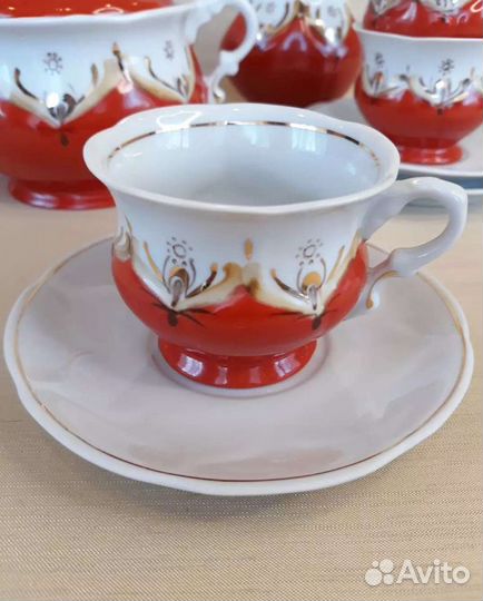 Кофейный сервиз Красный бутон Барановка