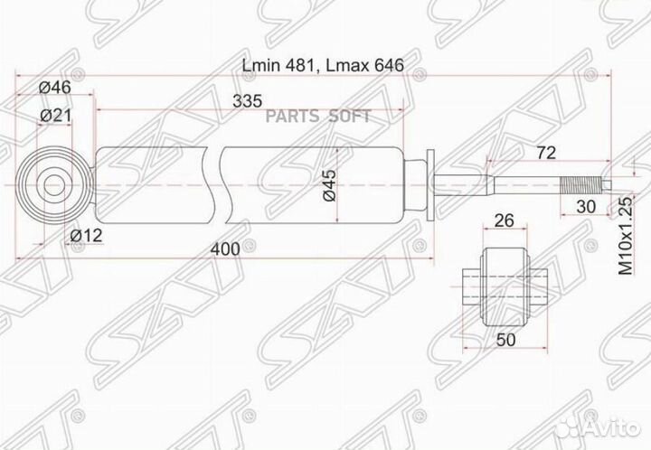 SAT ST-52611-S47-004 Амортизатор задний honda step