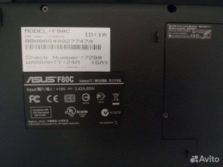 Ноутбук Asus F80C series 14