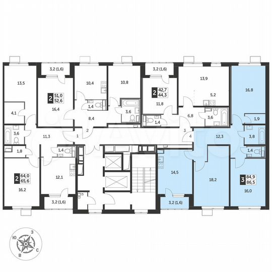 3-к. квартира, 86,8 м², 18/25 эт.