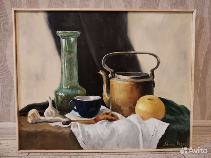 Картина маслом натюрморт с чайником