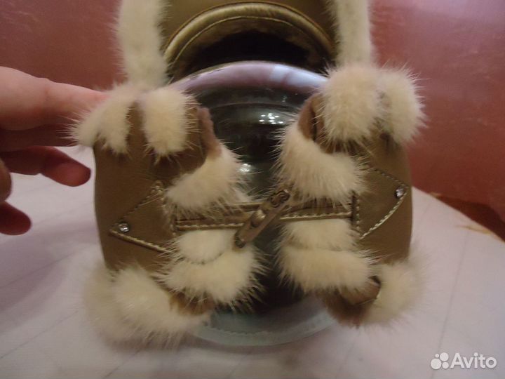 Шапка зимняя 58 р. кожа, мех натуральные