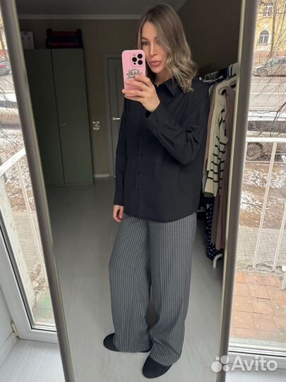 Рубашка черная оверсайз