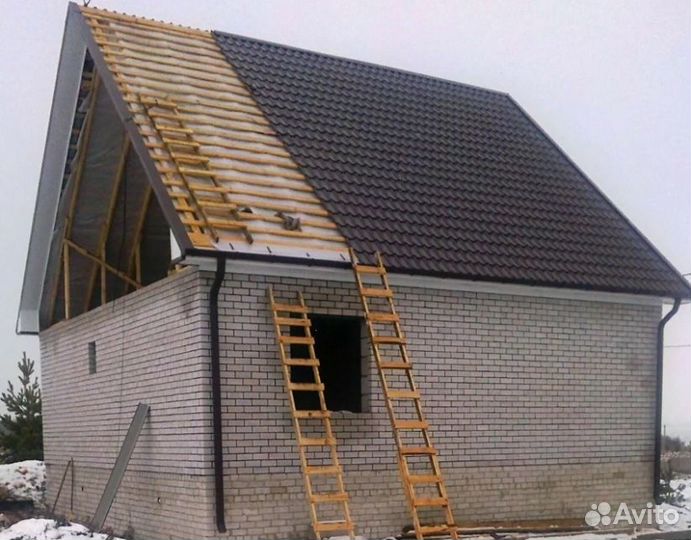 Крыша, кровельные работы / Монтаж навеса, козырька