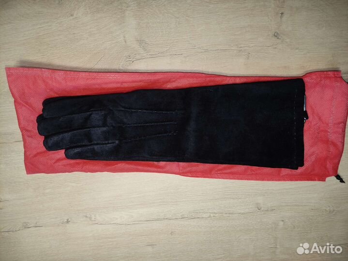 Перчатки удлиненные замшевые