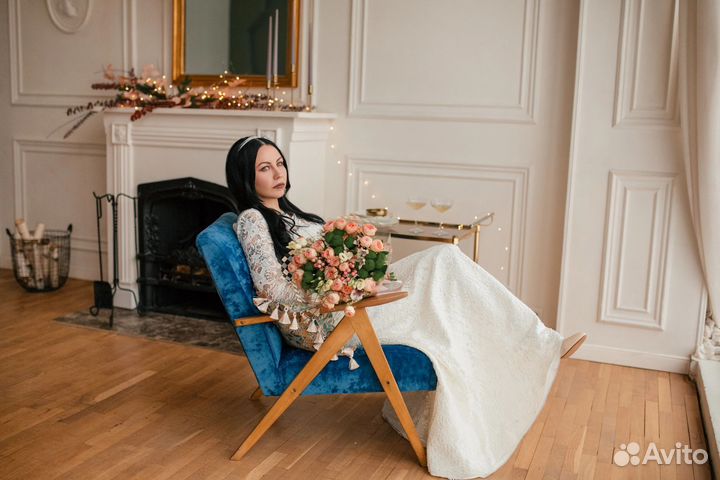 Свадебное платье 46 48 бу