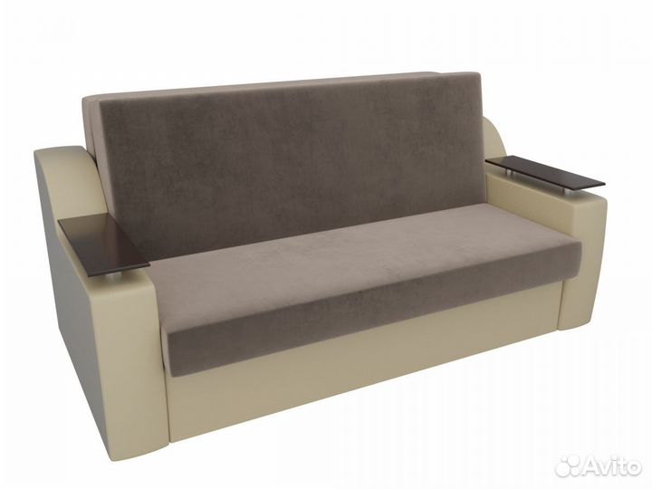 Диван прямой аккордеон Сенатор 120, велюр, коричневый, бежевый