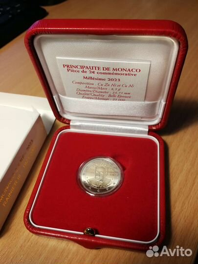 Монета Монако 2023, 100 лет Ренье III