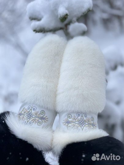 Варежки женские норковые