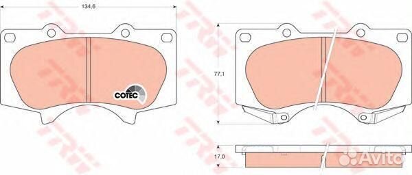 Колодки передние toyota land cruiser 120/ prado 15