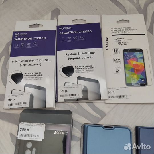 Чехлы и стекло для телефонов разные книжка