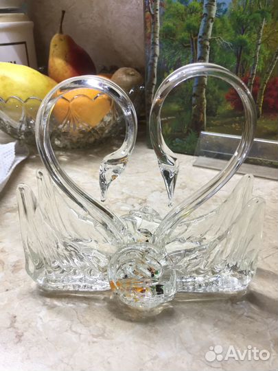 Салфетница Лебеди стекло