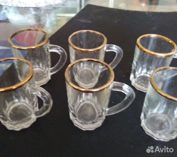 Стопка с позолотой, бокалы, рюмки, стаканы Винтаж