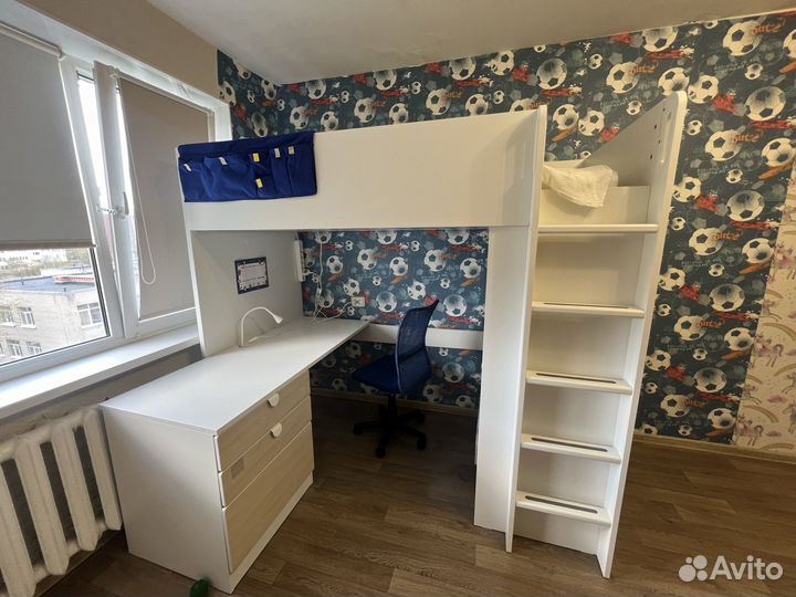 Кровать чердак IKEA со столом