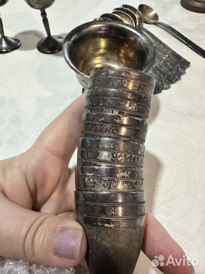 Мельхиоровая посуда рюмки, ложки