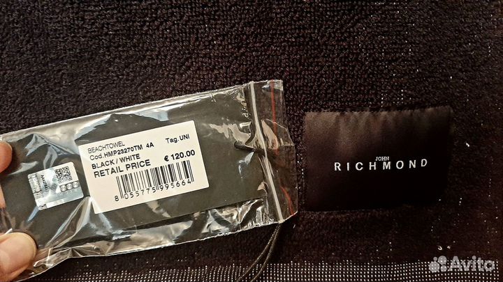 Пляжное полотенце John Richmond,90х170см,черное #1