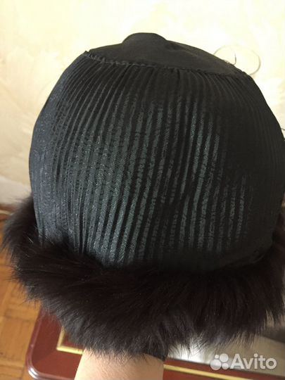 Шапка меховая женская чернобурка + воротник