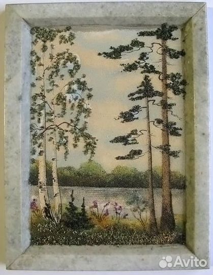 Панно на камне. Из поделочных камней Урала. 3 штук