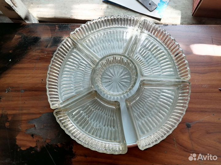 Менажница 6 порций хрустальная СССР