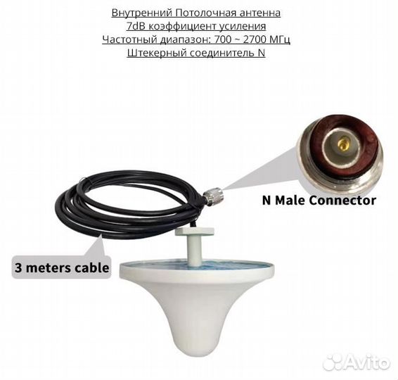 Репитер/усилитель сотовой св. GSM 3G/4G 70dB+2ант