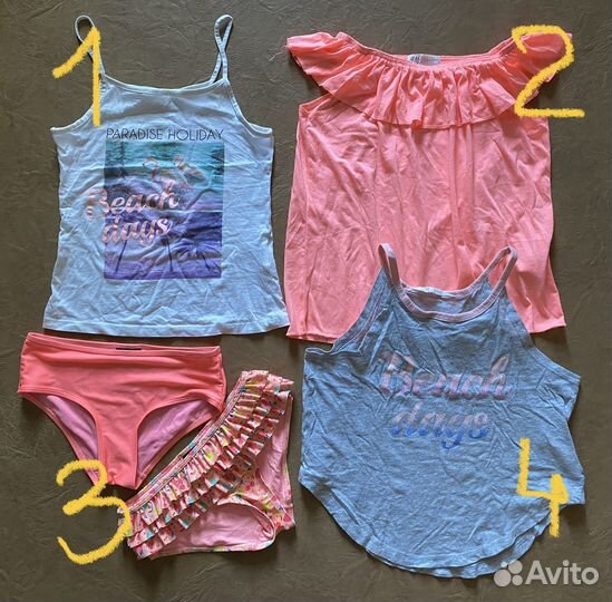 H&M маечки, плавки, комбез на девочку,р.122-140