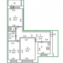 3-к. квартира, 62,5 м², 9/9 эт.