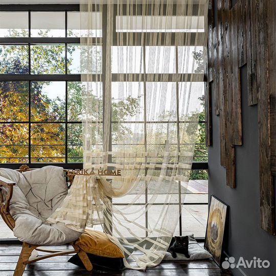 Тюль фрида шампань готовый на окна пошив