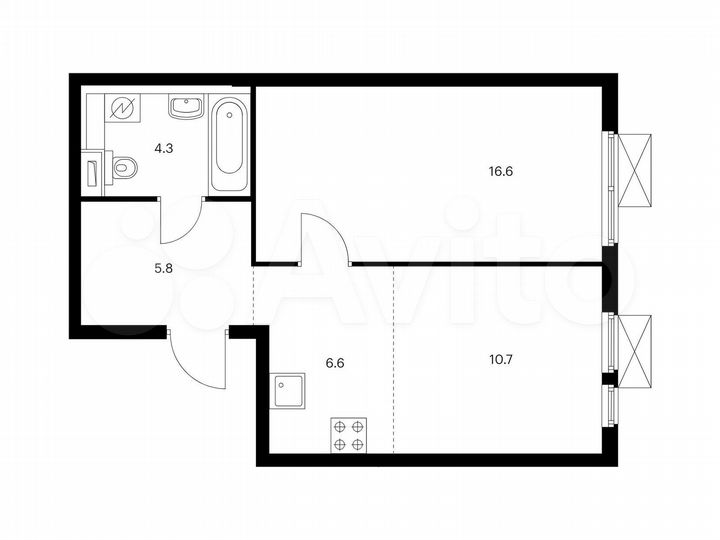 2-к. квартира, 44 м², 14/25 эт.