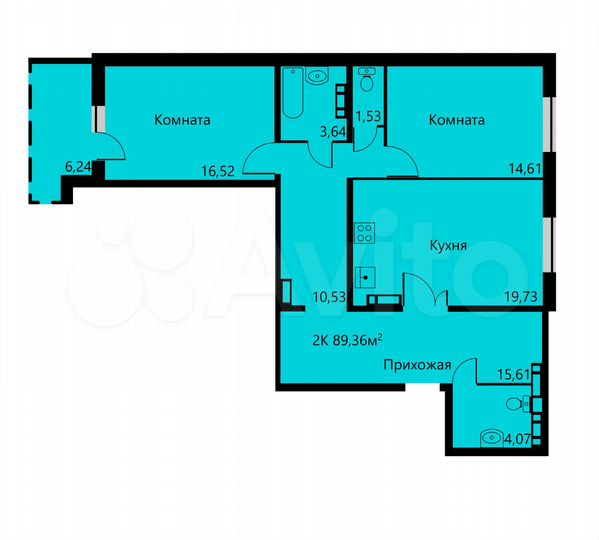 3-к. квартира, 89,4 м², 11/17 эт.